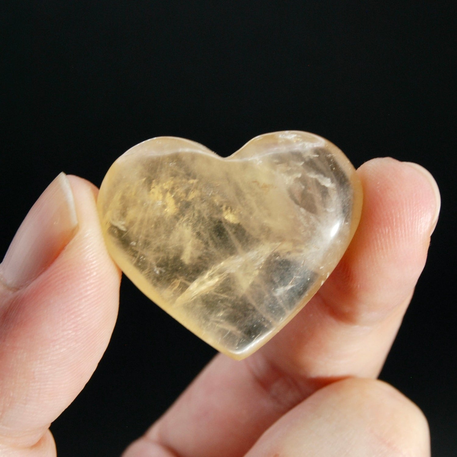 Genuine Citrine Crystal Heart, Natural Citrine Palm Stone, Brazil