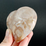 Large Sakura Flower Agate Heart Shaped Palm Stone, Madagascar