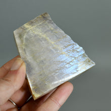 Load image into Gallery viewer, Flashy Rainbow Moonstone Sunstone Crystal Slab, Thick Rainbow Moonstone Slice, India
