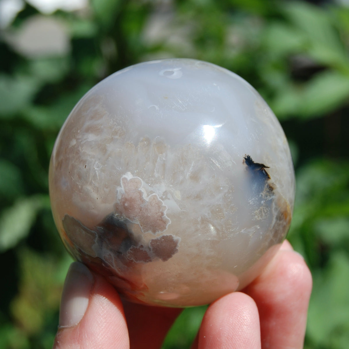Lavender Pink Sakura Flower Agate Crystal Sphere