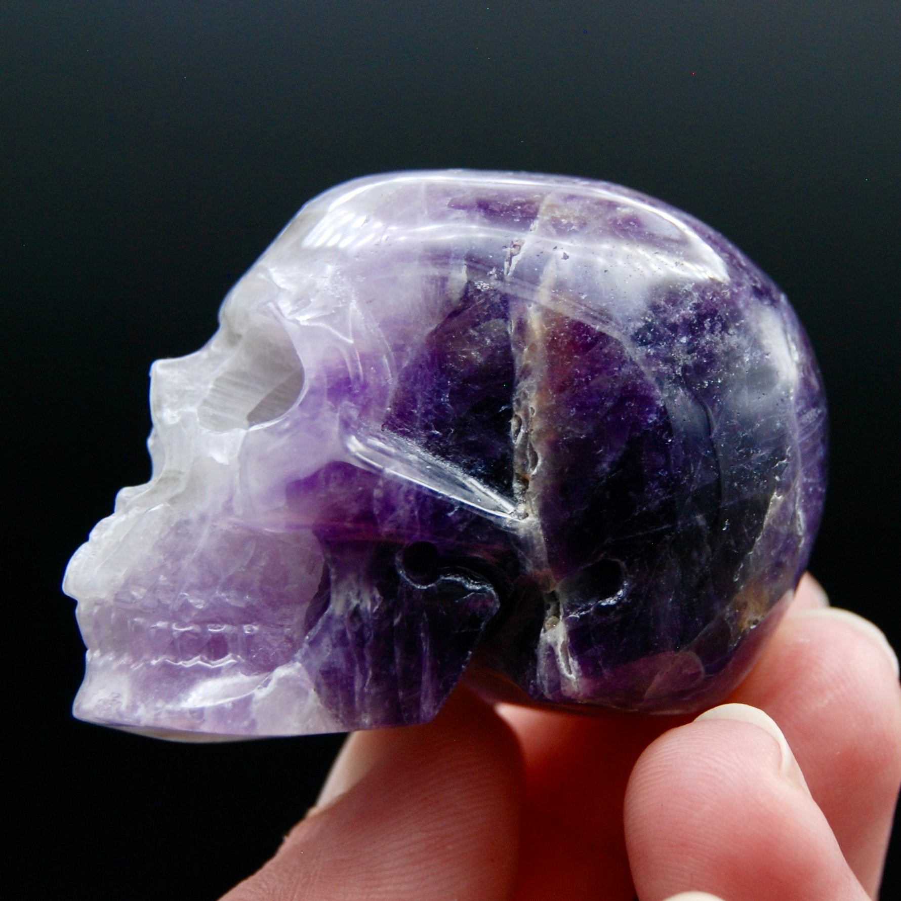 Chevron Dream Amethyst Crystal Skull