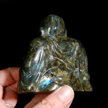 Load image into Gallery viewer, Large Super Flashy Labradorite Laughing Buddha Crystal Carving
