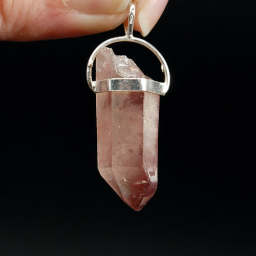 Pink Lithium Lemurian Seed Crystal Starbrary Pendant for Necklace