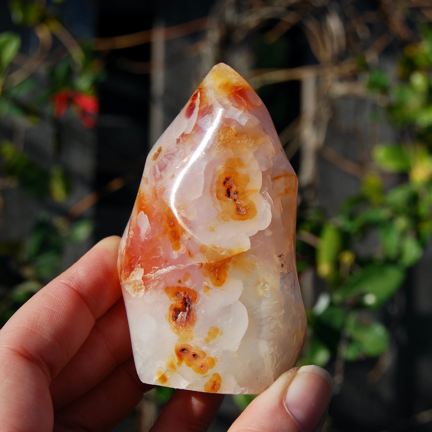 Carnelian Crystal Flame, Carnelian Agate Freeform Tower, Madagascar