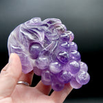 Juicy Amethyst Quartz Carved Crystal Grapes, Dark Purple Amethyst Grape Cluster Carving