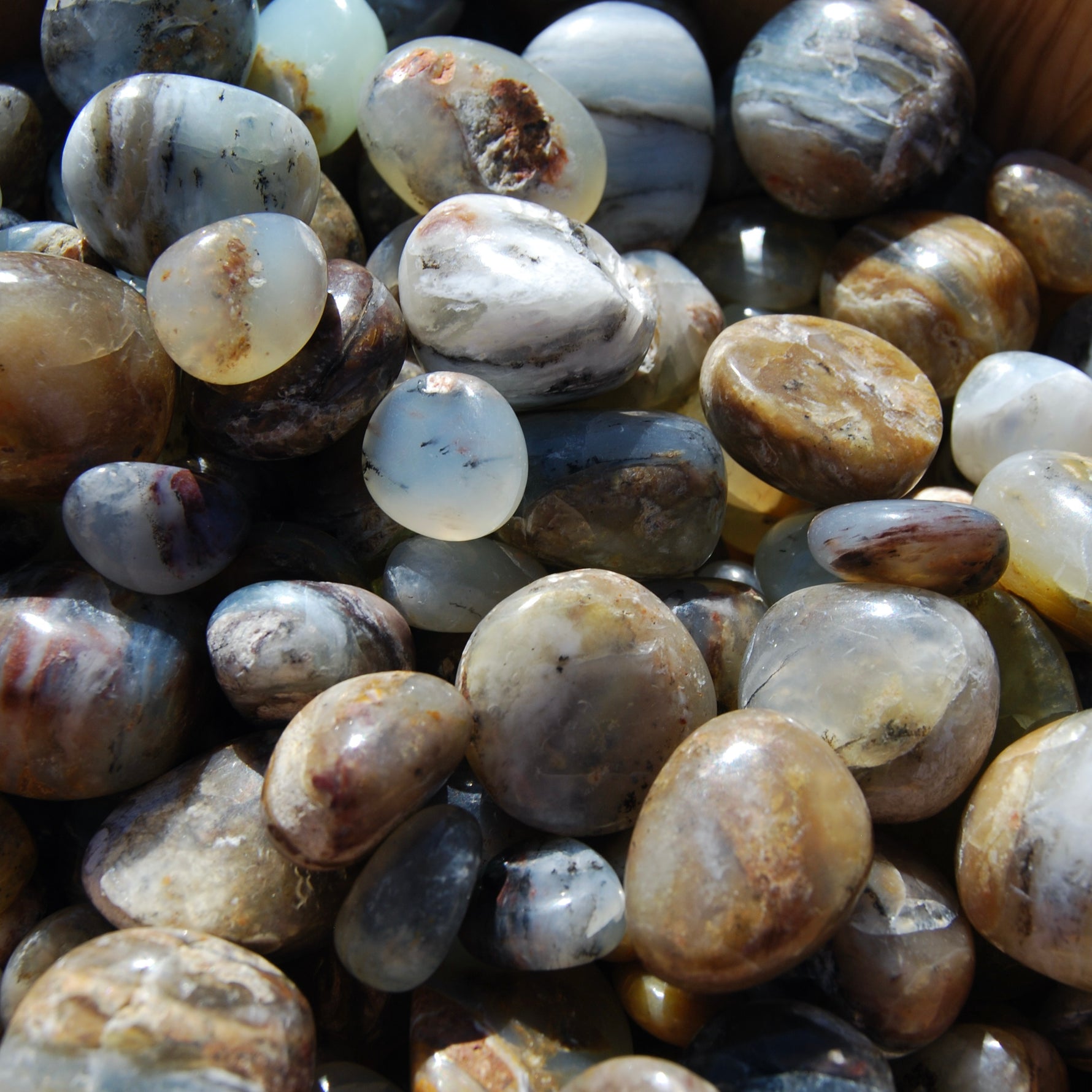 Blue Andean Opal Crystal Tumbled Stones, Peru