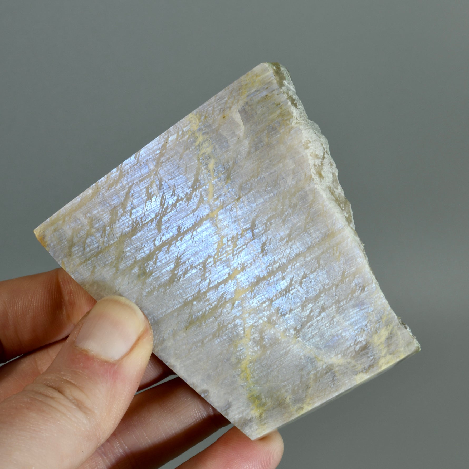 Flashy Rainbow Moonstone Sunstone Crystal Slab, Thick Rainbow Moonstone Slice, IndiaFlashy Rainbow Moonstone Sunstone Crystal Slab, Thick Rainbow Moonstone Slice, India