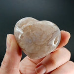 Sakura Flower Agate Heart Shaped Palm Stone, Madagascar