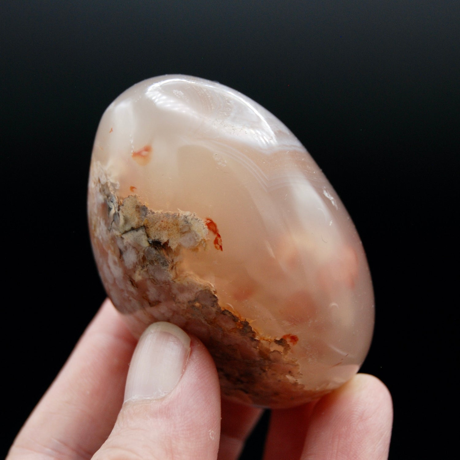 Gemmy Sakura Flower Agate Palm Stone, Pink Lavender Sakura Agate, Madagascar