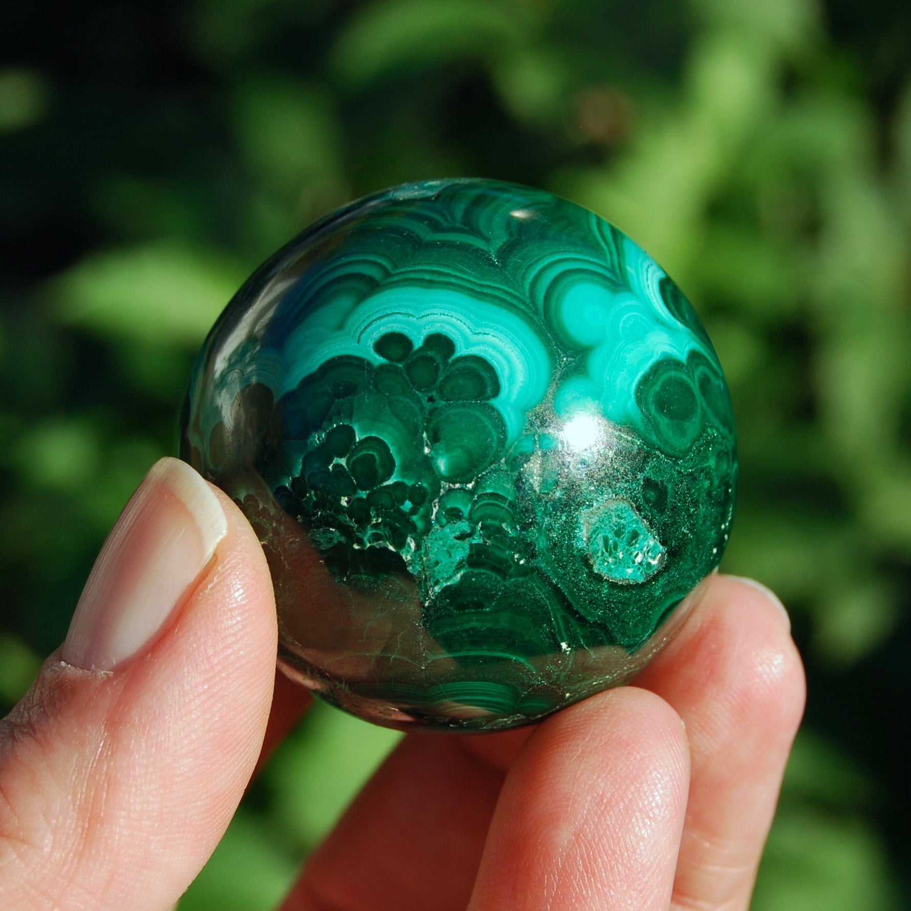 Natural Malachite Crystal Sphere, Congo