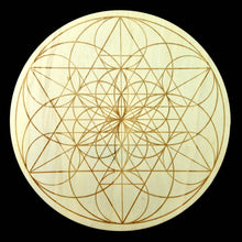 Load image into Gallery viewer, 12in Large Wood FIBONACCI SEED OF LIFE Crystal Grid Sacred Geometry
