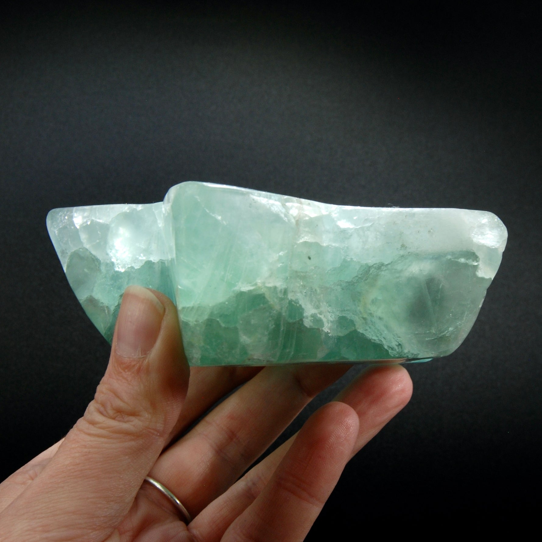 Large Green Fluorite Crystal Star Shaped Bowl