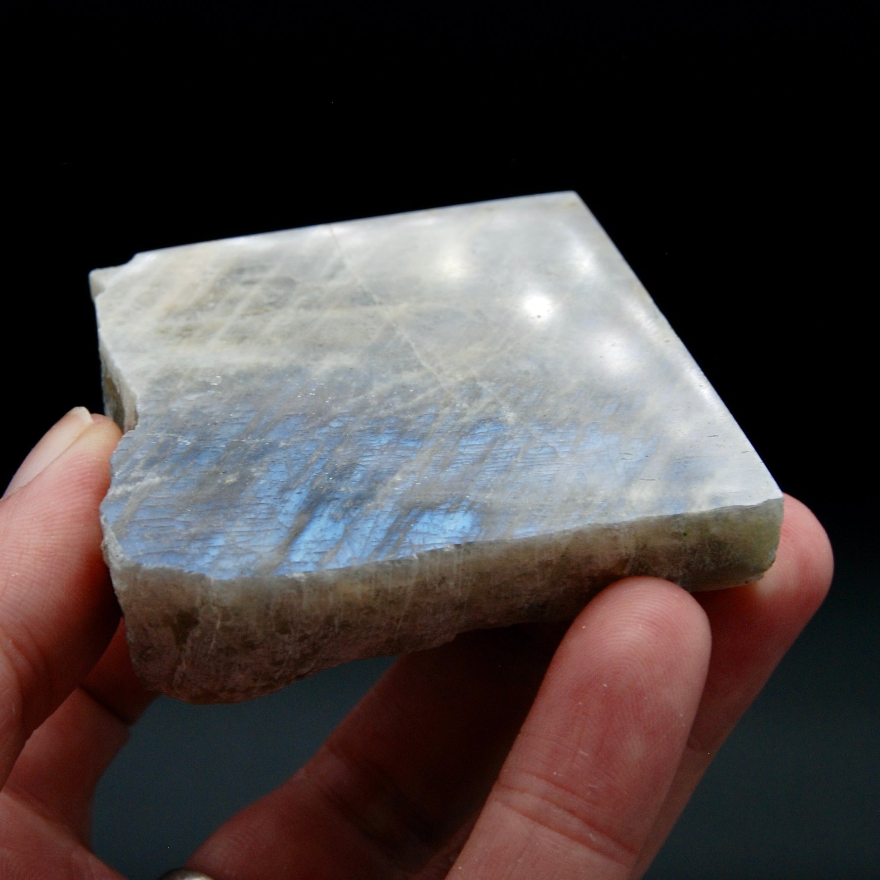 Flashy Rainbow Moonstone Sunstone Crystal Slab, Thick Rainbow Moonstone Slice, India