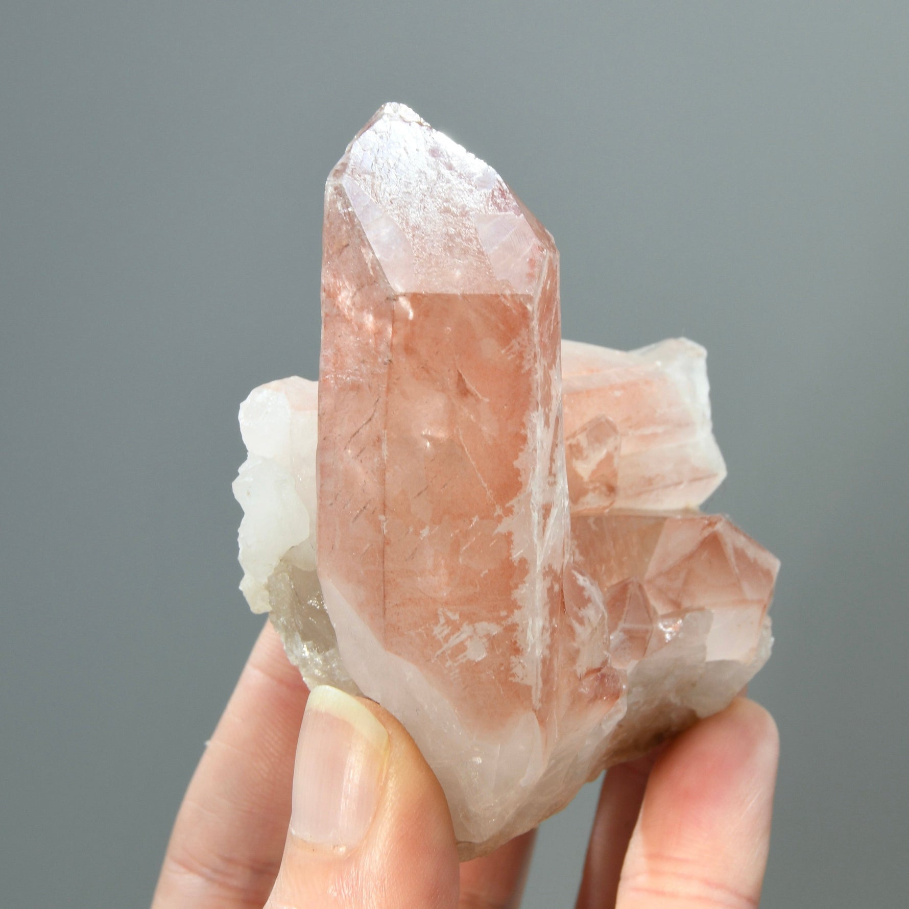 Tantric Twin Channeler Strawberry Pink Scarlet Temple Lemurian Quartz Crystal Cluster Dreamsicle, Serra do Cabral, Brazil