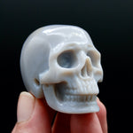 Grey Agate Geode Carved Crystal Skull