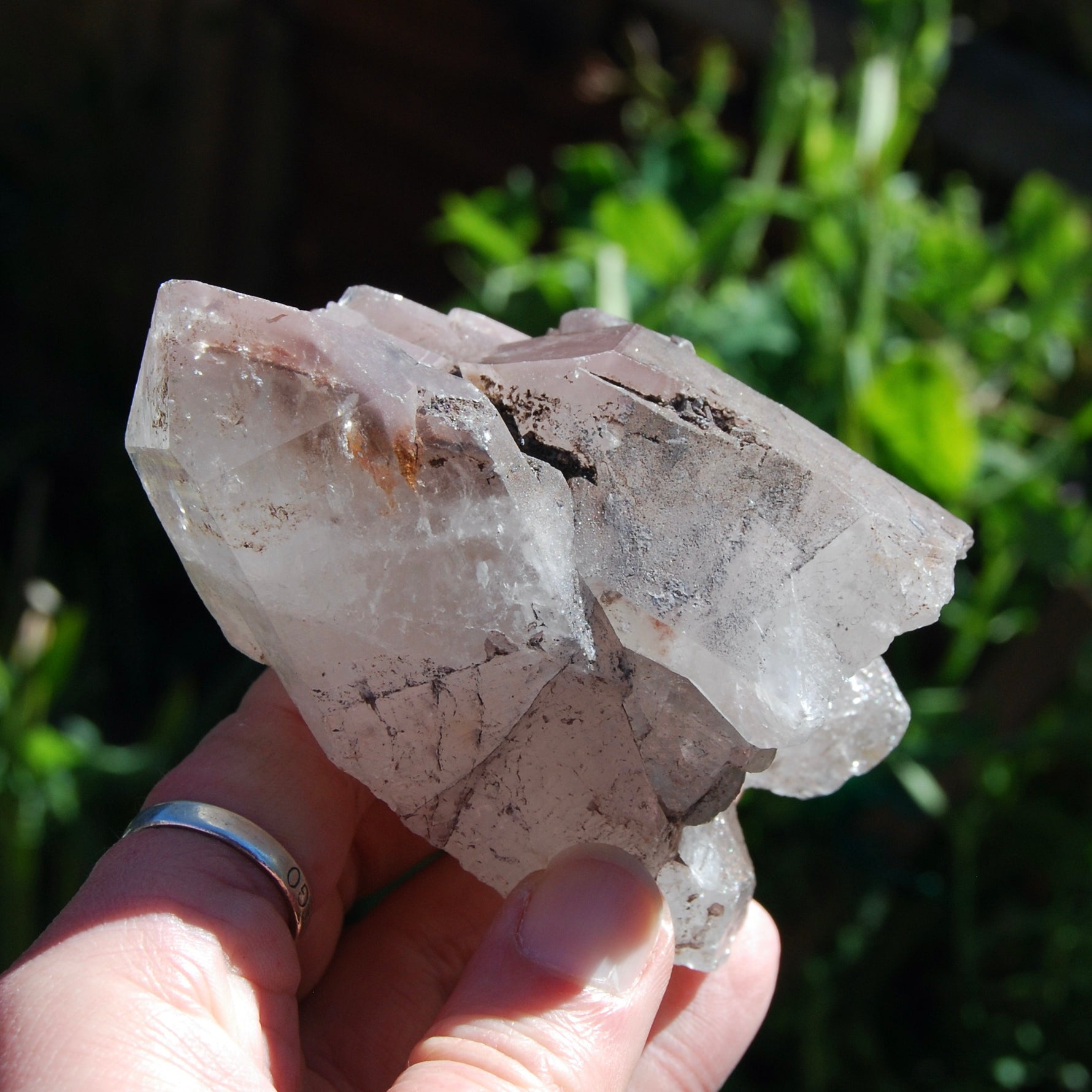 ET Soulmate Isis Face Pink Lithium Lemurian Quartz Crystal Starbrary Specular Hematite, Brazil