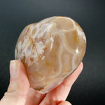 Large Sakura Flower Agate Heart Shaped Palm Stone, Madagascar