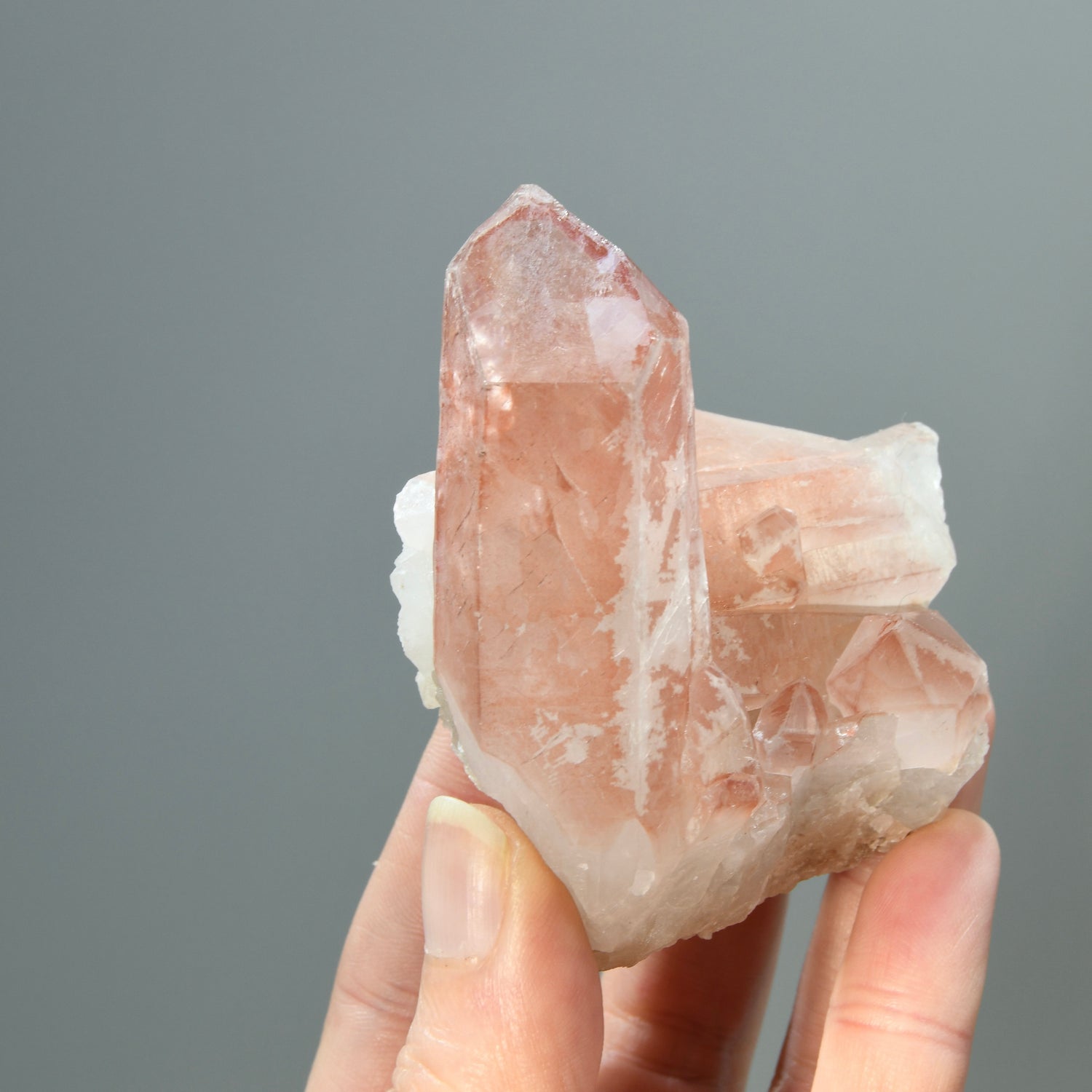 Tantric Twin Channeler Strawberry Pink Scarlet Temple Lemurian Quartz Crystal Cluster Dreamsicle, Serra do Cabral, Brazil