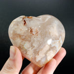 Large Sakura Flower Agate Heart Shaped Palm Stone, Madagascar