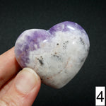 YOU CHOOSE Chevron Amethyst Carved Crystal Heart Shaped Palm Stones, Zambia