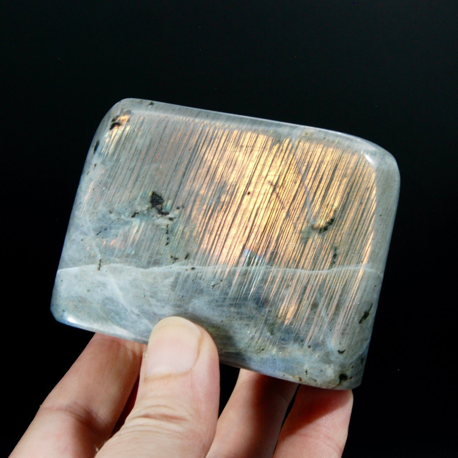 Purple Labradorite Crystal Freeform Tower, Super Flashy Spectrolite