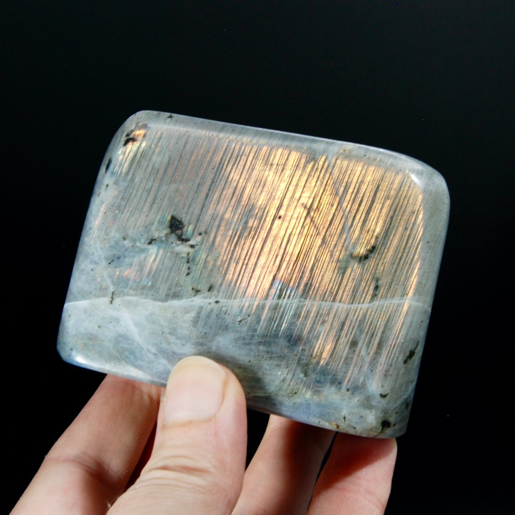 Purple Labradorite Crystal Freeform Tower, Super Flashy Spectrolite