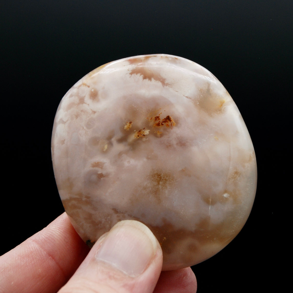 Sakura Flower Agate Palm Stone, Pink Lavender Green Sakura Agate, Madagascar