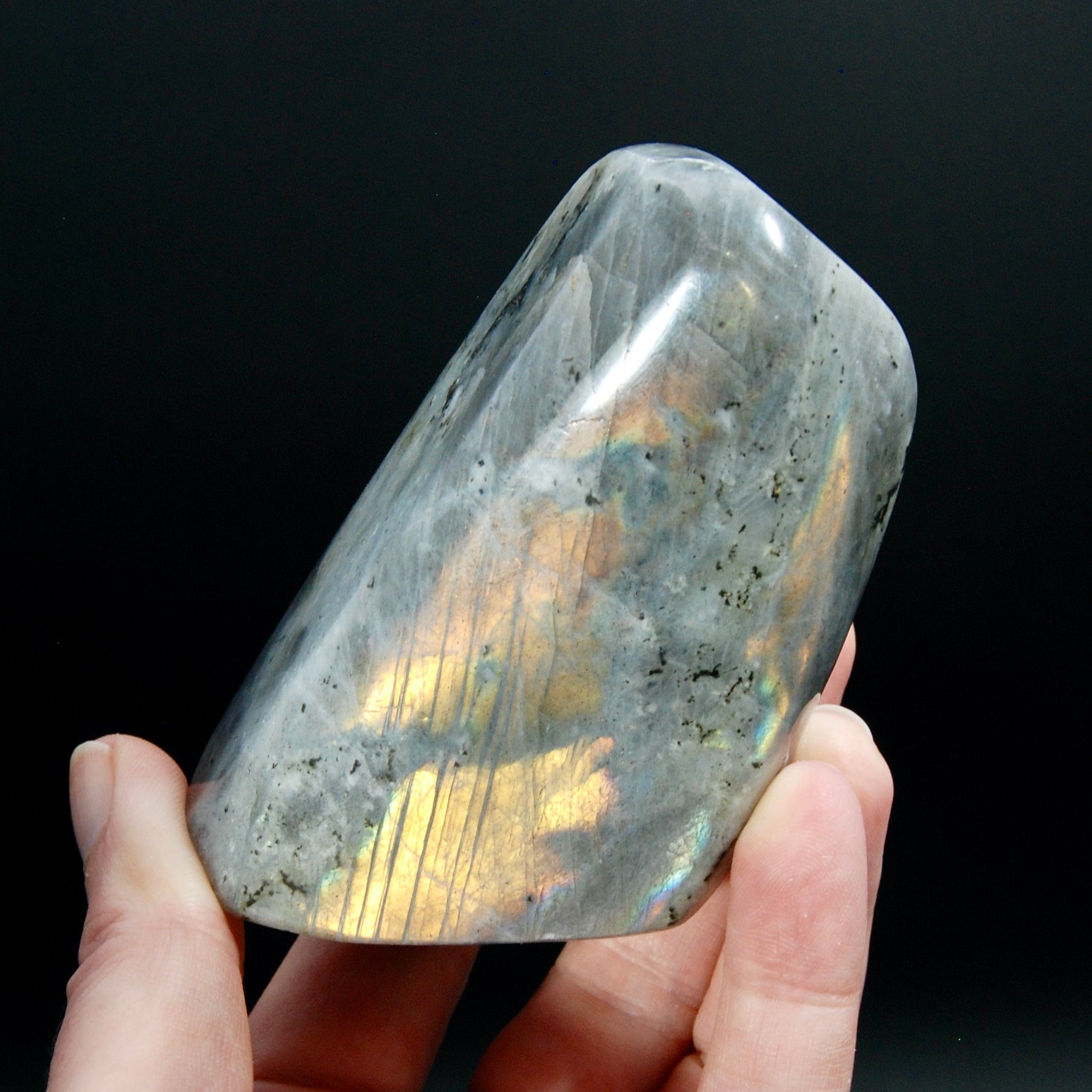 Sunset Labradorite Crystal Freeform Tower, Super Flashy Spectrolite