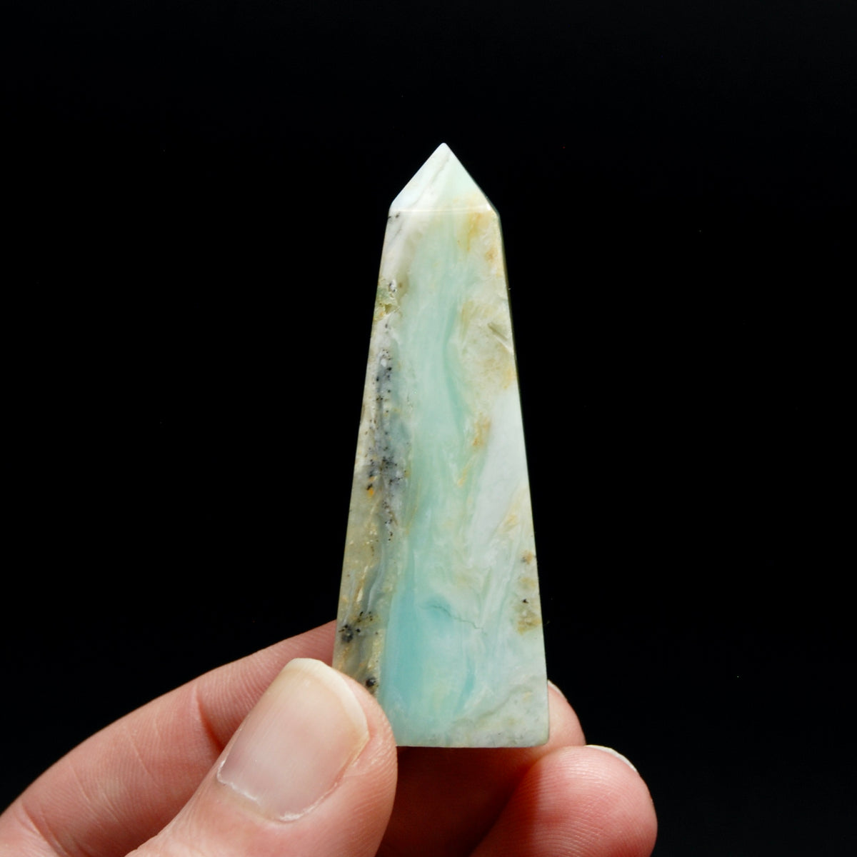 AAA Blue Andean Opal Crystal Tower, Natural Andean Blue Opal Gemstone, Peru