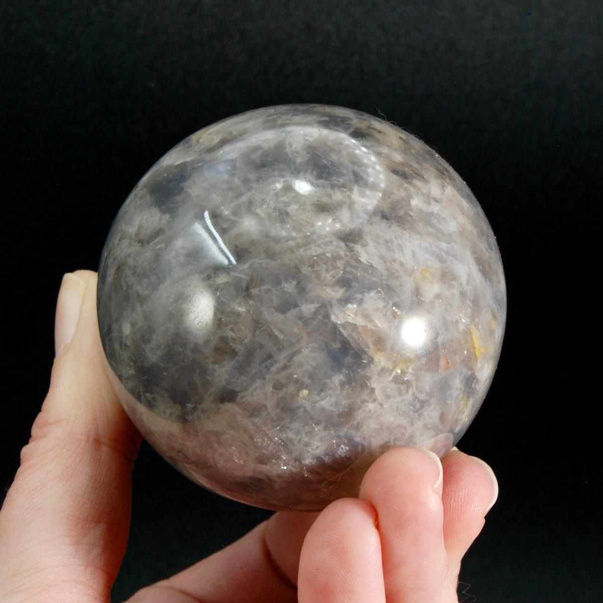 Blue Rose Quartz Crystal Sphere with Golden Healer