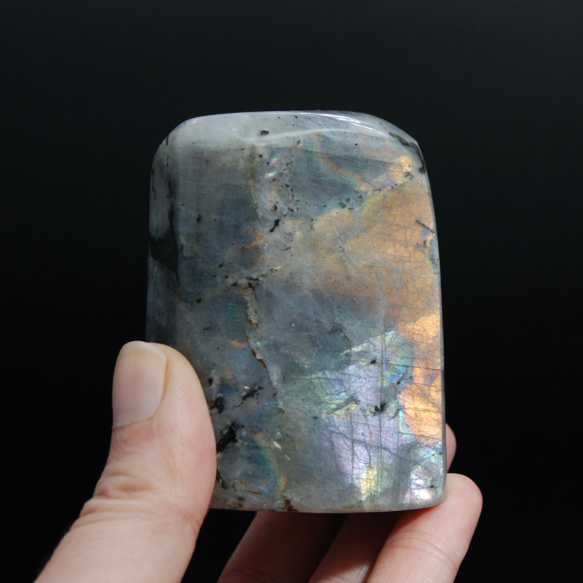 Purple Labradorite Crystal Freeform Tower, Super Flashy Spectrolite