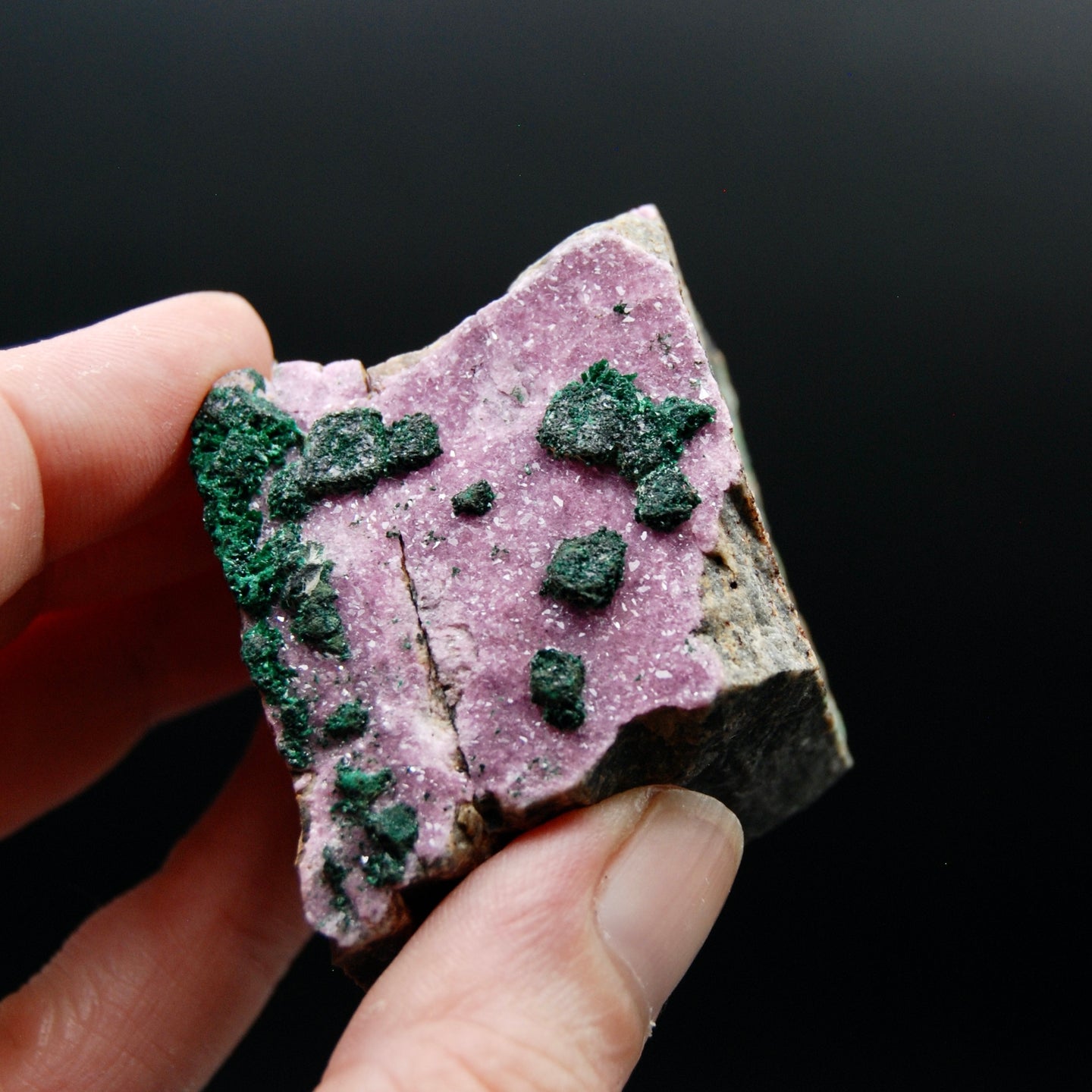 Cobaltoan Calcite Malachite Crystal Cluster, Cobalto Calcite