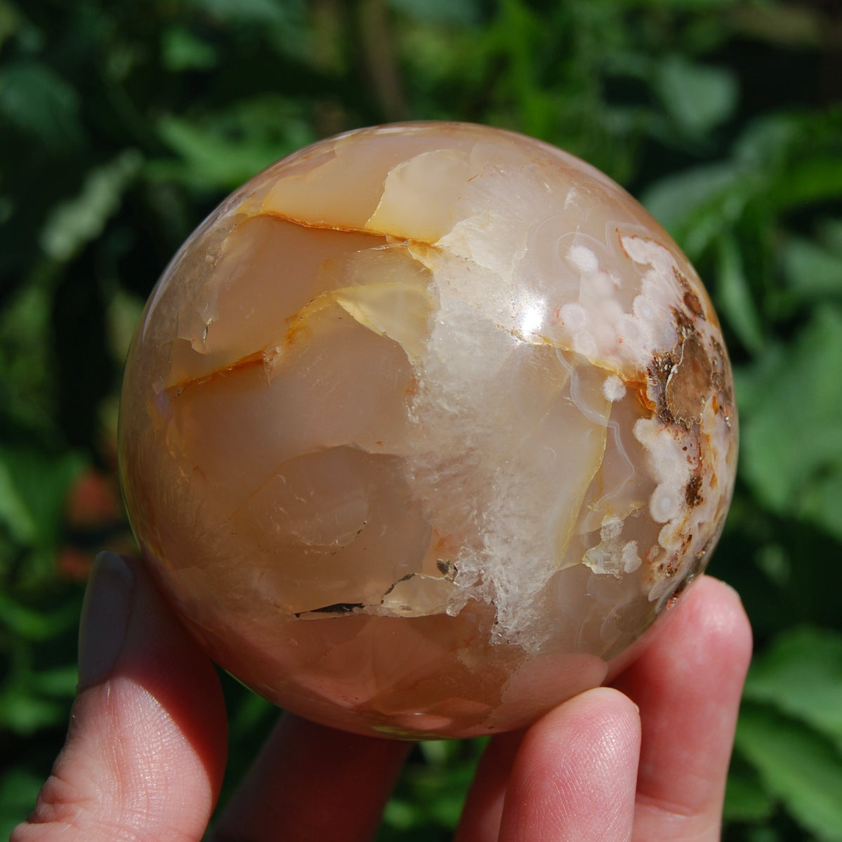 Sakura Flower Agate Crystal Sphere
