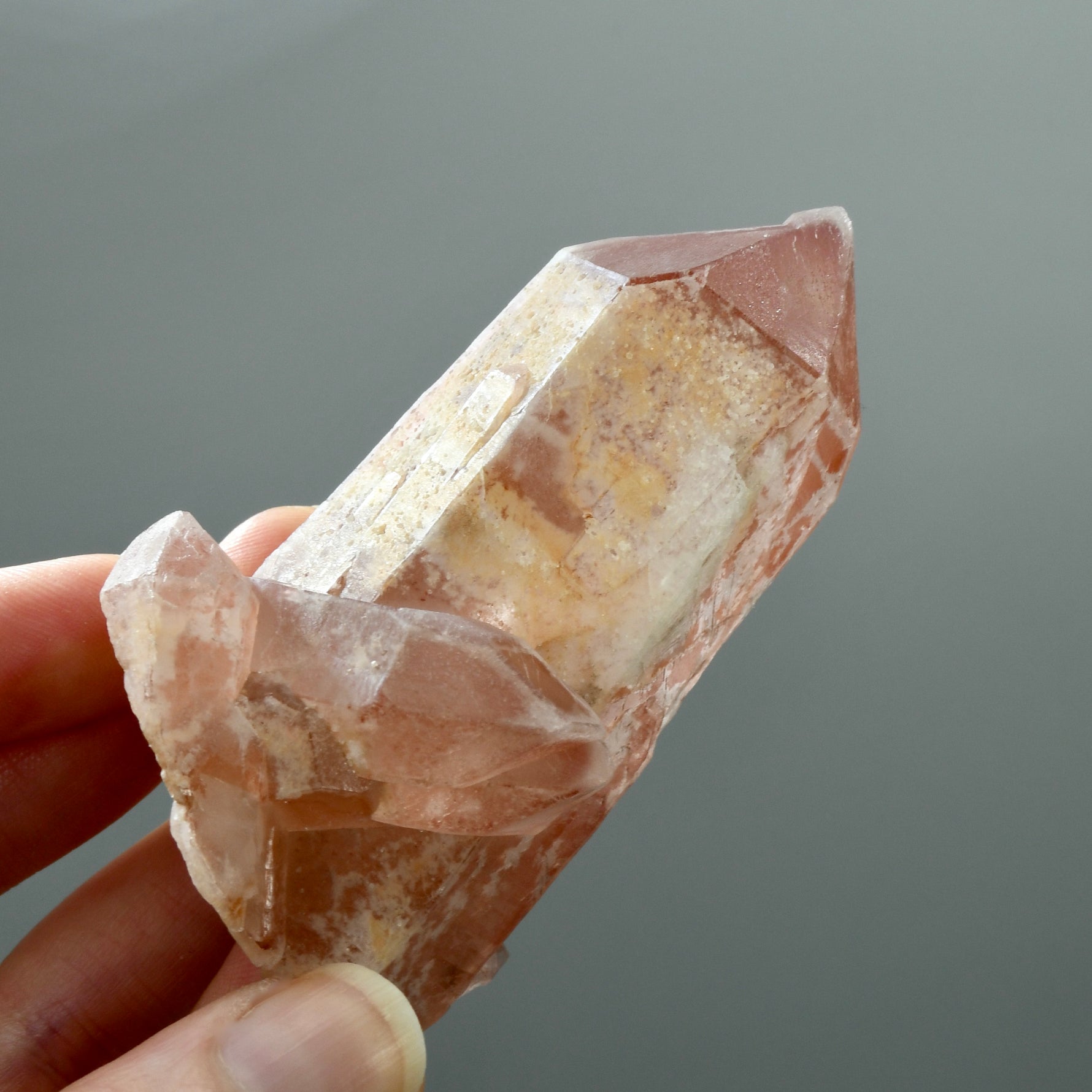 Tantric Twin Strawberry Pink Scarlet Temple Lemurian Seed Quartz Crystal Starbrary Dreamsicle, Brazil