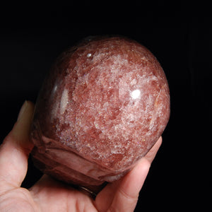 Large Strawberry Quartz Carved Crystal Skull