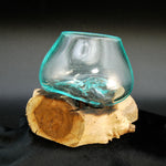 Blown Glass Vase Driftwood Base, Indonesia
