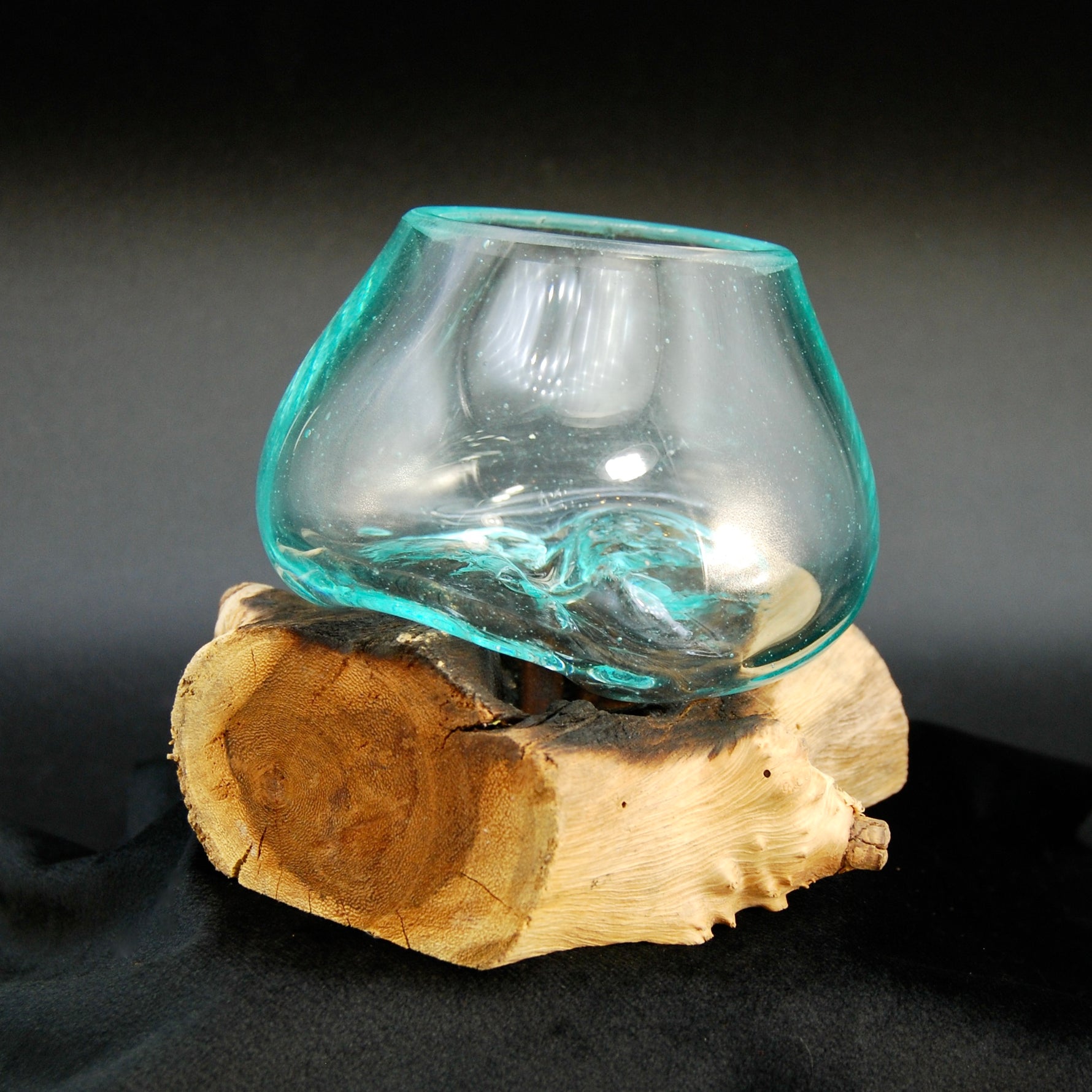 Blown Glass Vase Driftwood Base, Indonesia