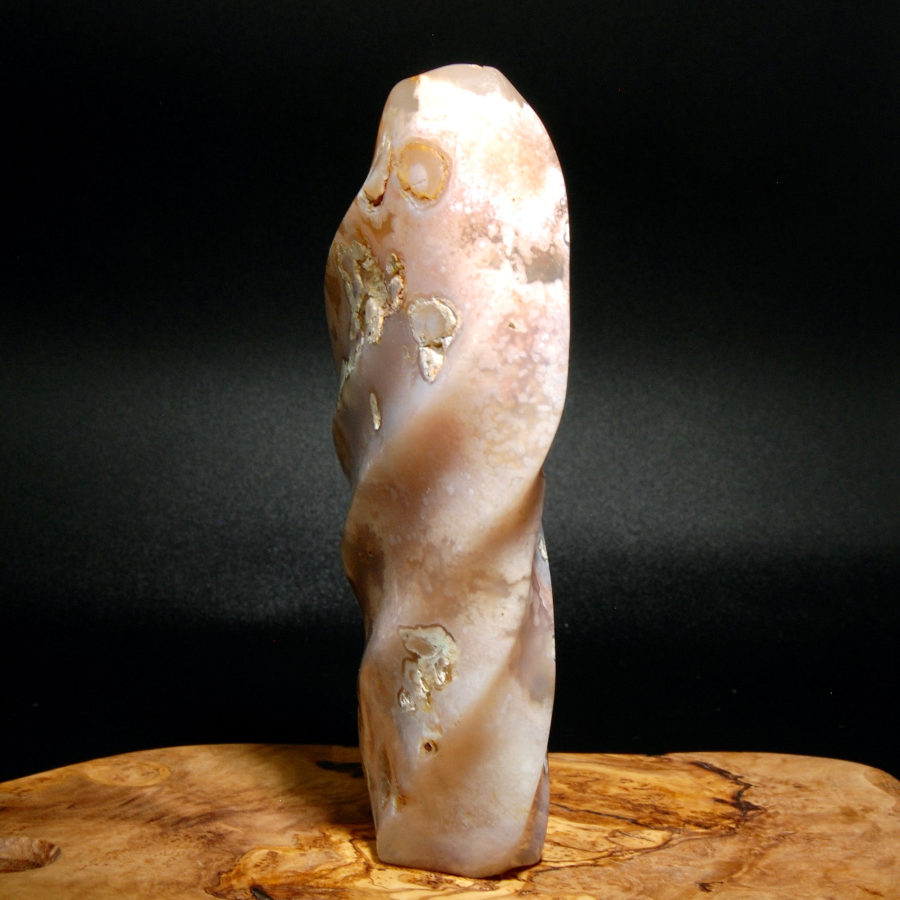 Pink Sakura Flower Agate Crystal Freeform Flame Tower, Madagascar