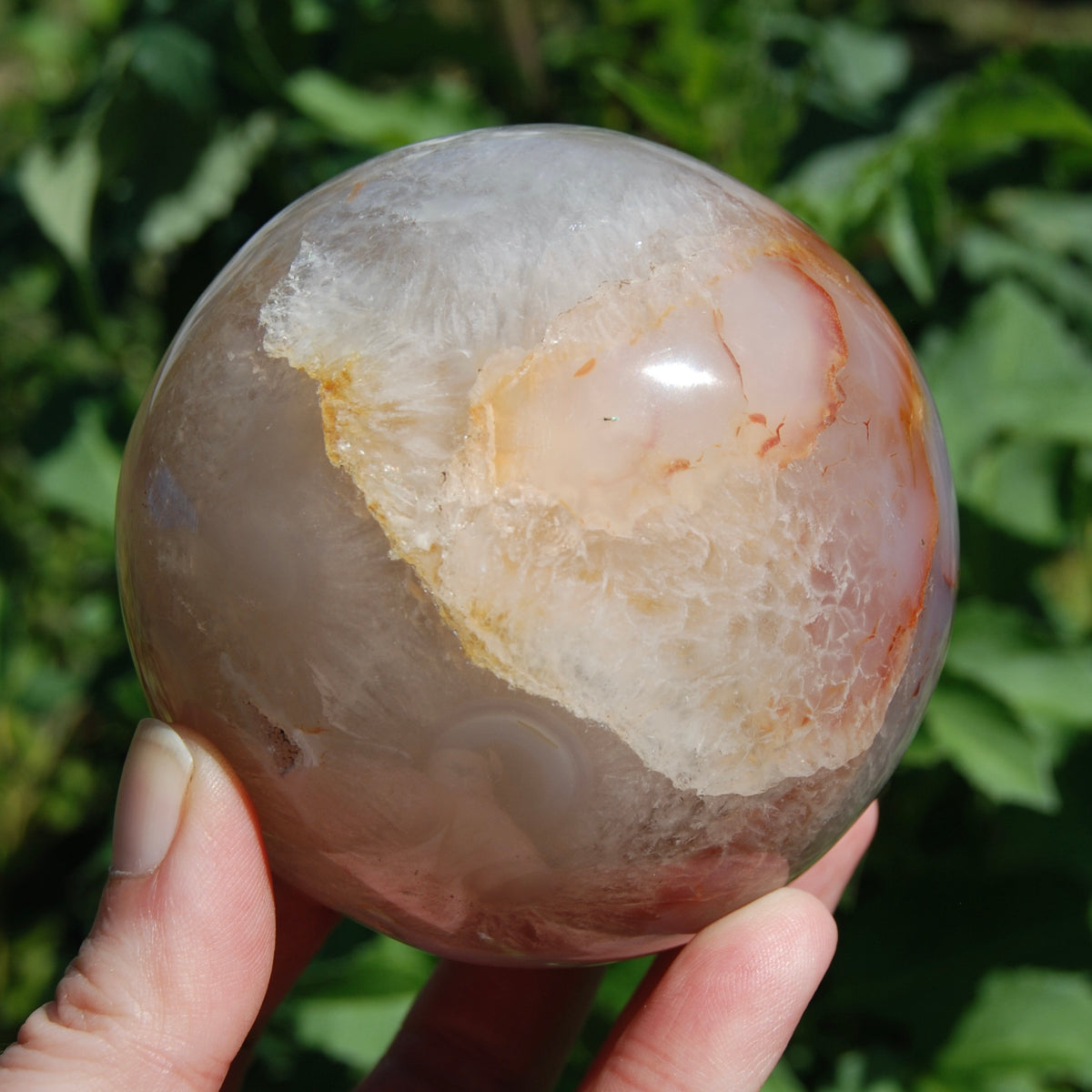 Peach Pink Sakura Flower Agate Crystal Spher
