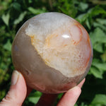 Peach Pink Sakura Flower Agate Crystal Spher