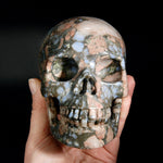 Blue Opal Llanite Carved Crystal Skull, Realistic Que Sera Crystal Skull Carving