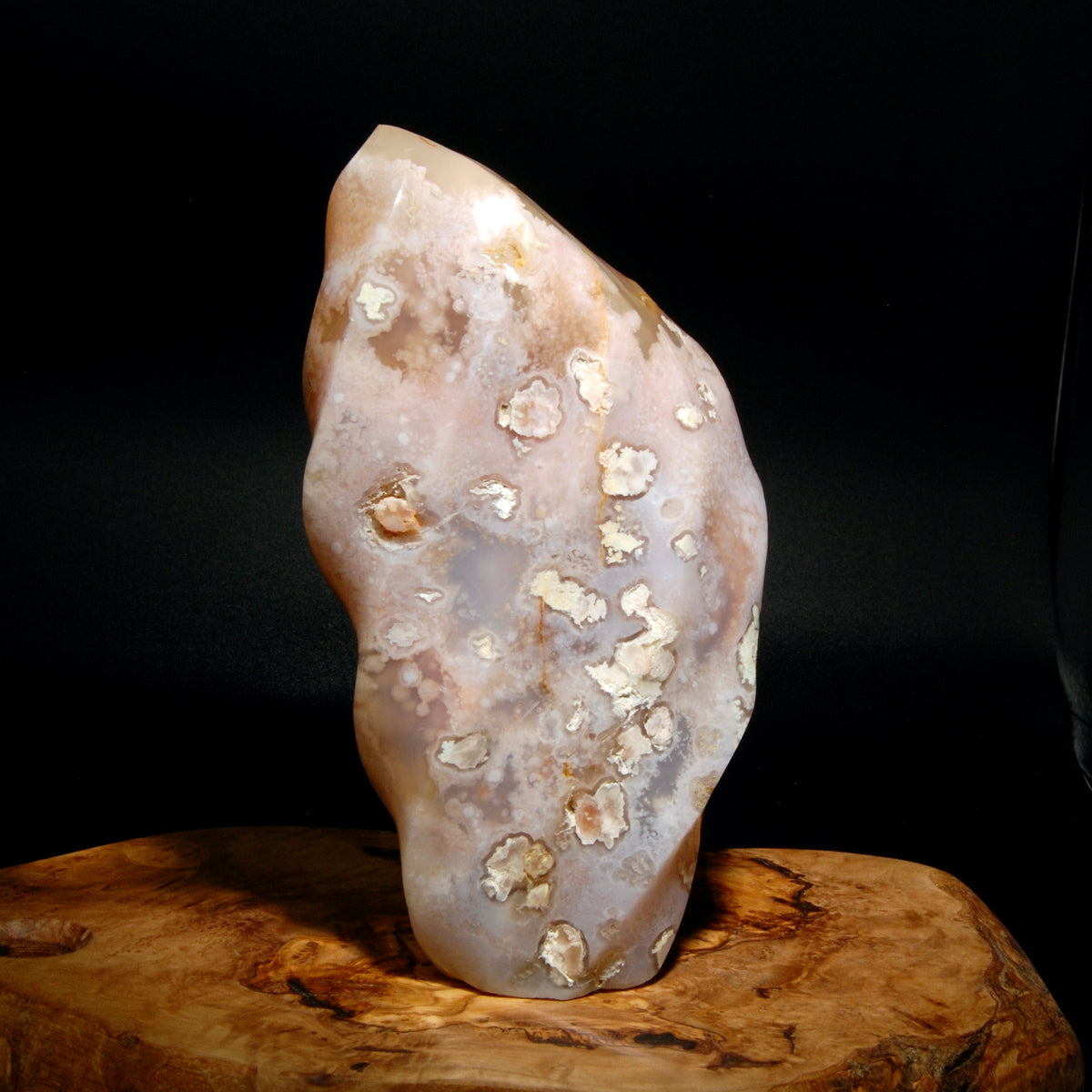 Pink Sakura Flower Agate Crystal Freeform Flame Tower, Madagascar