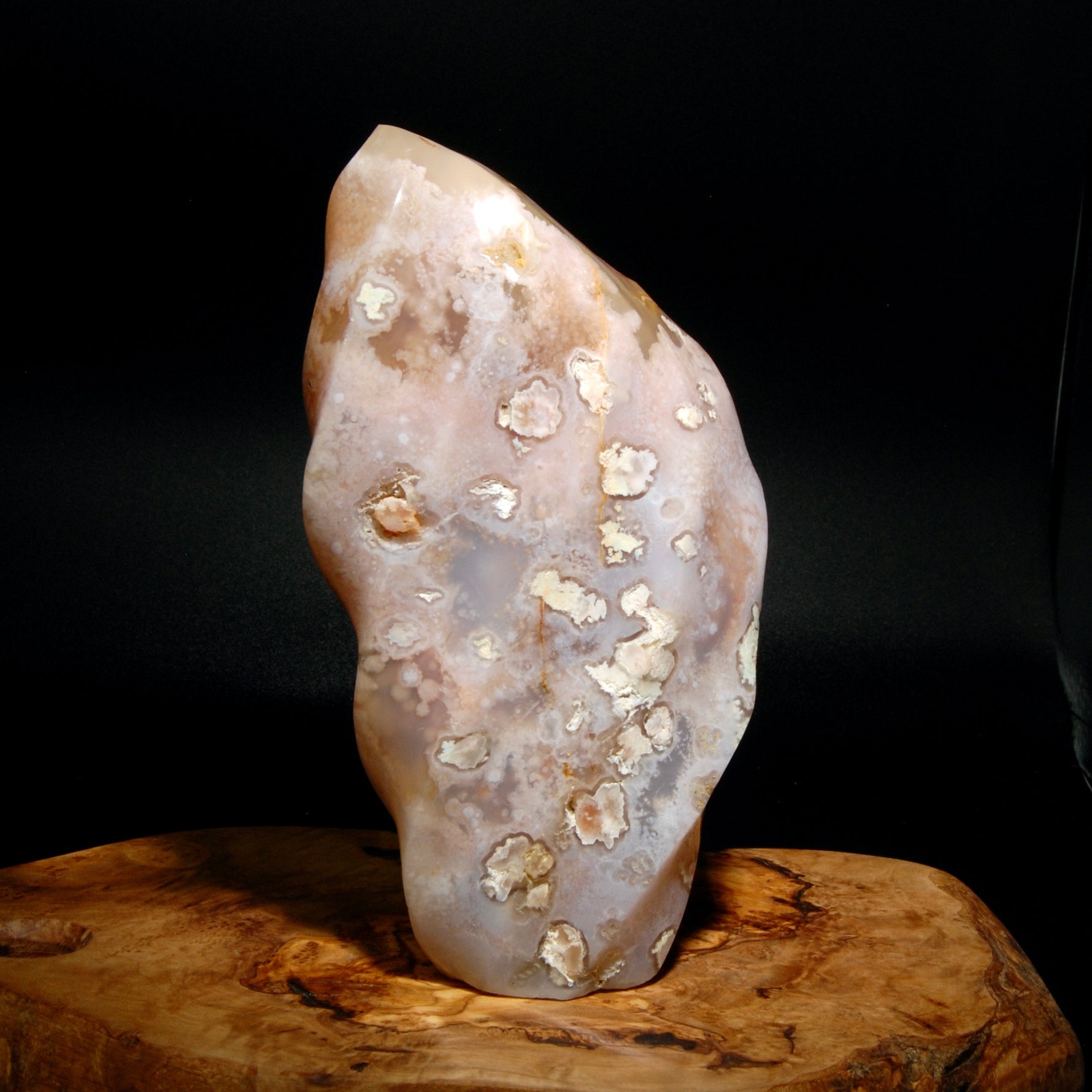 Pink Sakura Flower Agate Crystal Freeform Flame Tower, Madagascar
