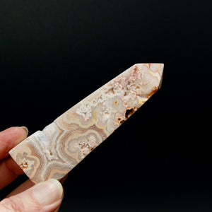 PINK Crazy Lace Agate Druzy Filled Crystal Tower, Indonesia