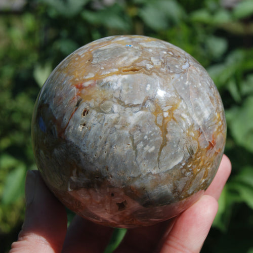 Brecciated Ibis Jasper Crystal Sphere, Intricate Patterns Druzy