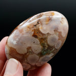 Sakura Flower Agate Palm Stone, Pink Lavender Green Sakura Agate, Madagascar