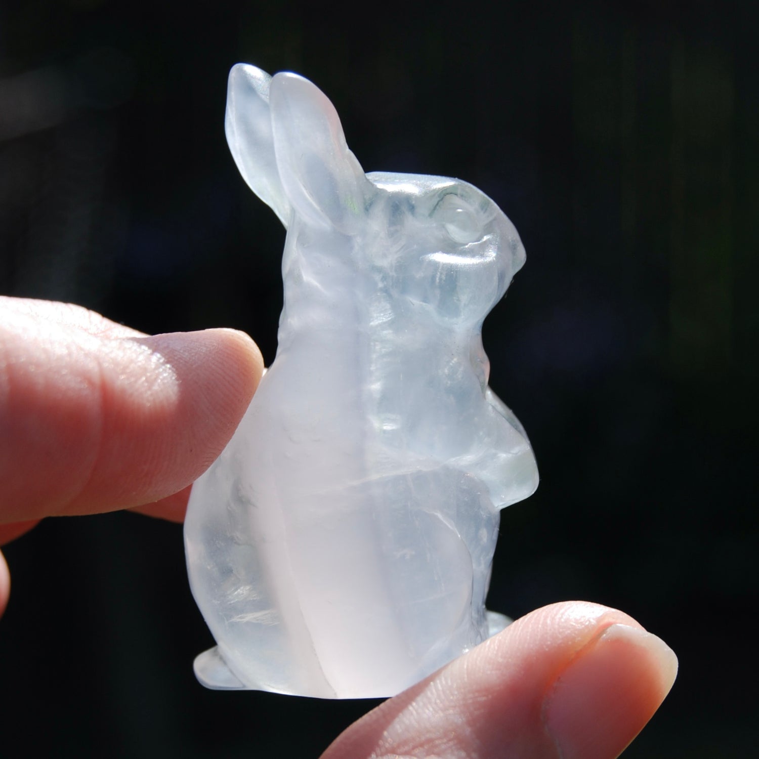 Yttrium Fluorite Carved Crystal Rabbit