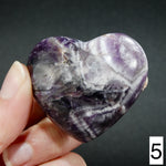 YOU CHOOSE Chevron Amethyst Carved Crystal Heart Shaped Palm Stones, Zambia