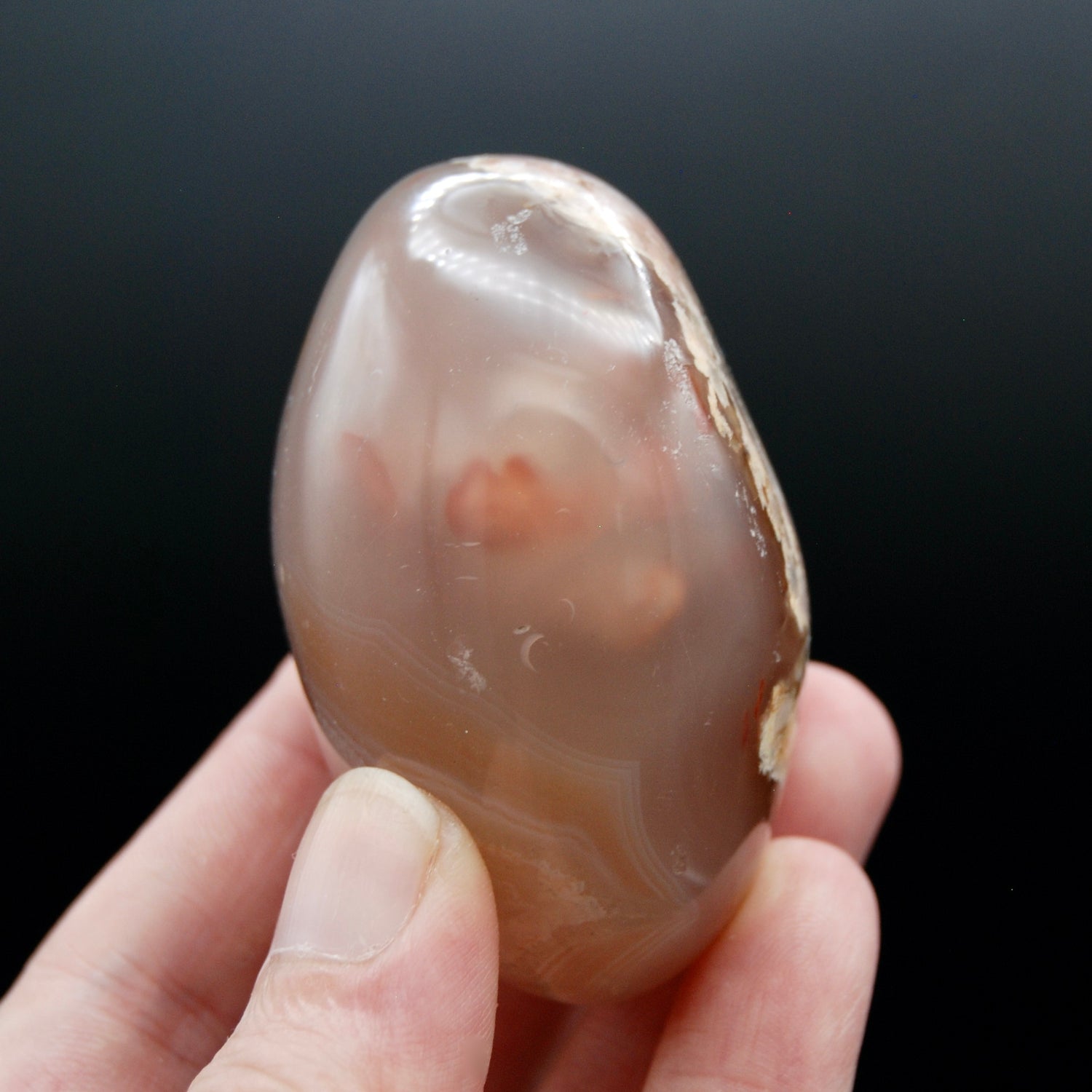 Gemmy Sakura Flower Agate Palm Stone, Pink Lavender Sakura Agate, Madagascar