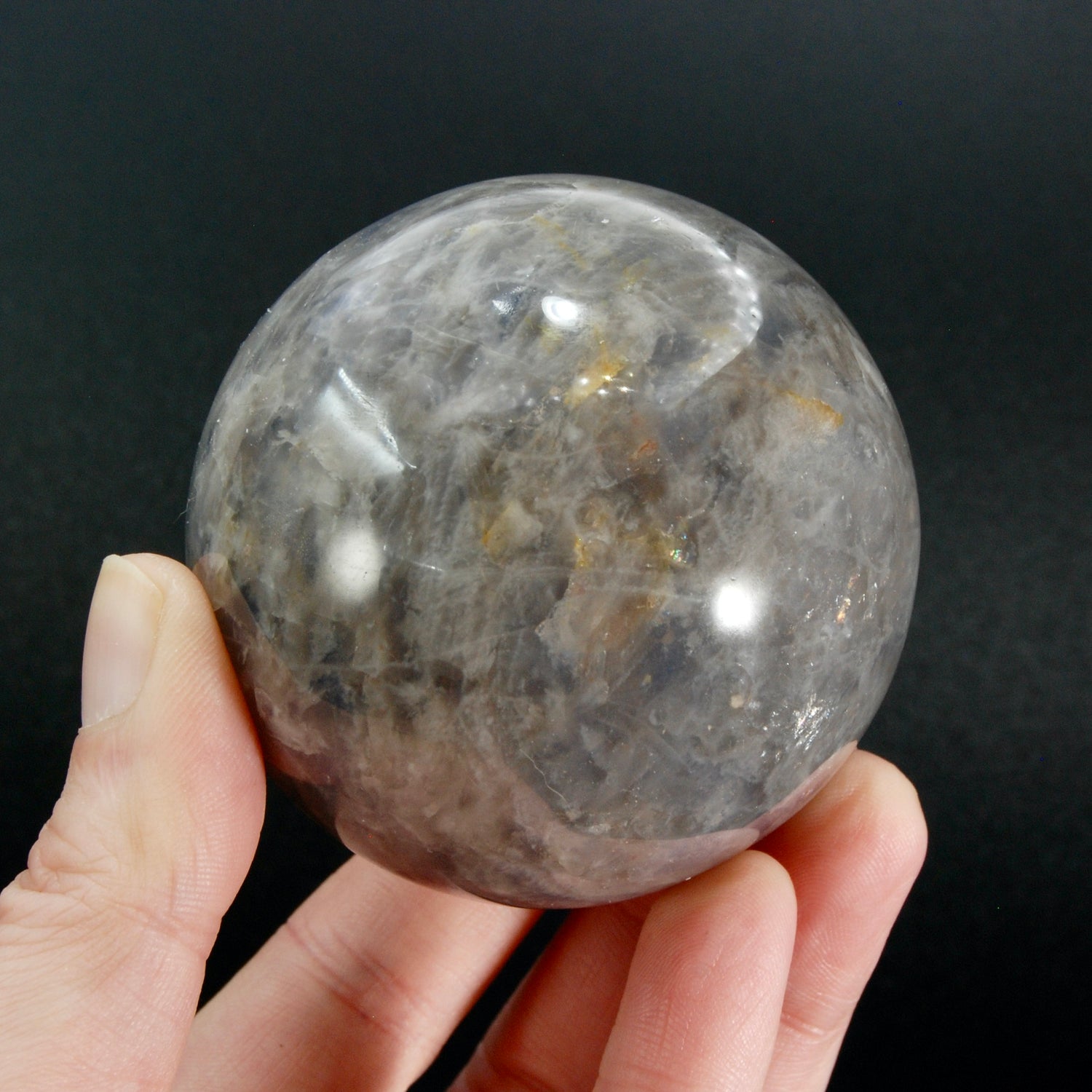 Blue Rose Quartz Crystal Sphere with Golden Healer